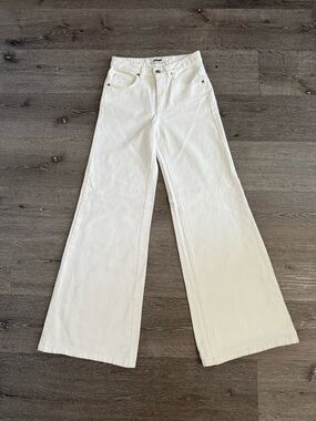 Wide Leg White Jeans Flare - Women's High-Rise Wide Leg